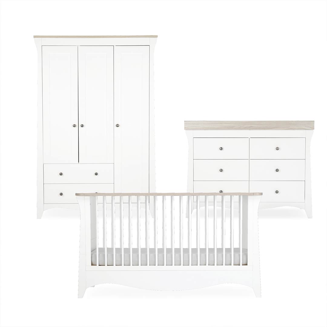 CuddleCo Clara Luxe 3pc Set - White/Ash-Nursery Sets-White/Ash- | Natural Baby Shower