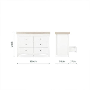 CuddleCo Clara Wide 6 Draw Dresser Changer - White/Ash-Changing Units-White/Ash- | Natural Baby Shower