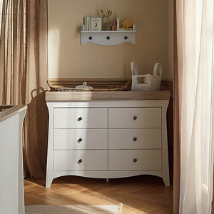 CuddleCo Clara Wide 6 Draw Dresser Changer - White/Ash-Changing Units-White/Ash- | Natural Baby Shower