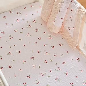 CuddleCo Universal Crib/ Co Sleeper Bedding Set - Ditsy Cherry-Bedding Sets-Ditsy Cherry-Crib | Natural Baby Shower