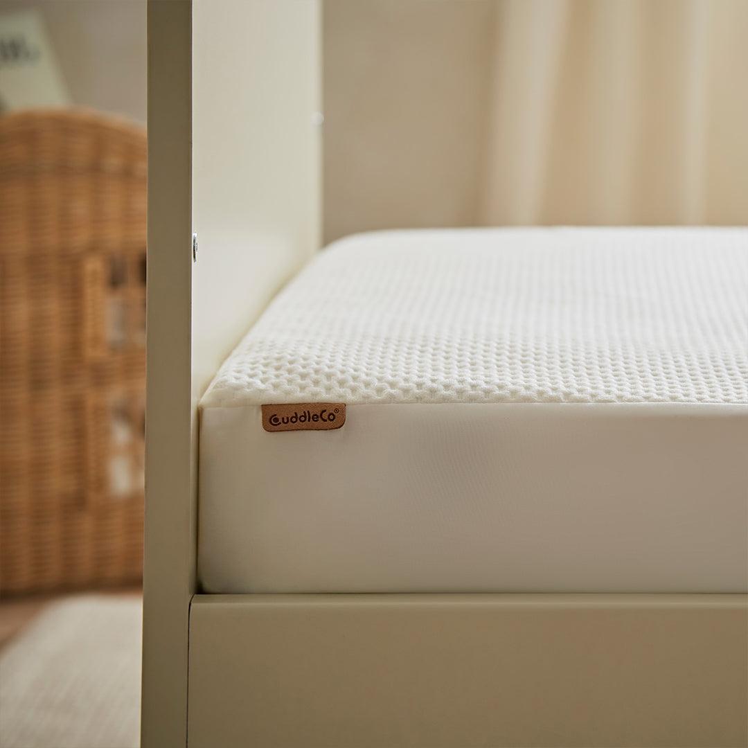 CuddleCo Waterproof Cot Bed Mattress Protector Hypoallergenic Bamboo - White-Mattress Protectors-White-One Size | Natural Baby Shower