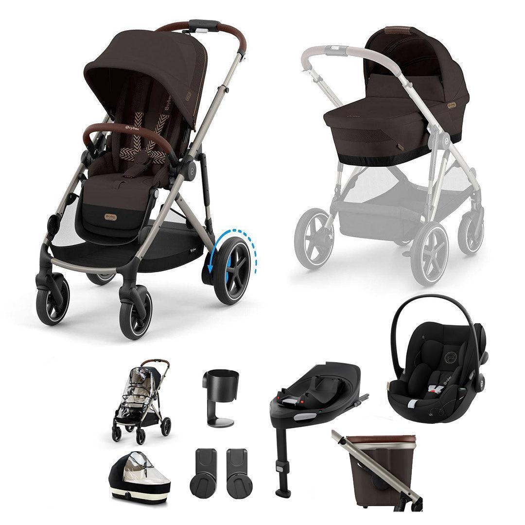 CYBEX e-Gazelle S + Cloud G Travel System-Travel Systems-Almond Beige-No Base | Natural Baby Shower