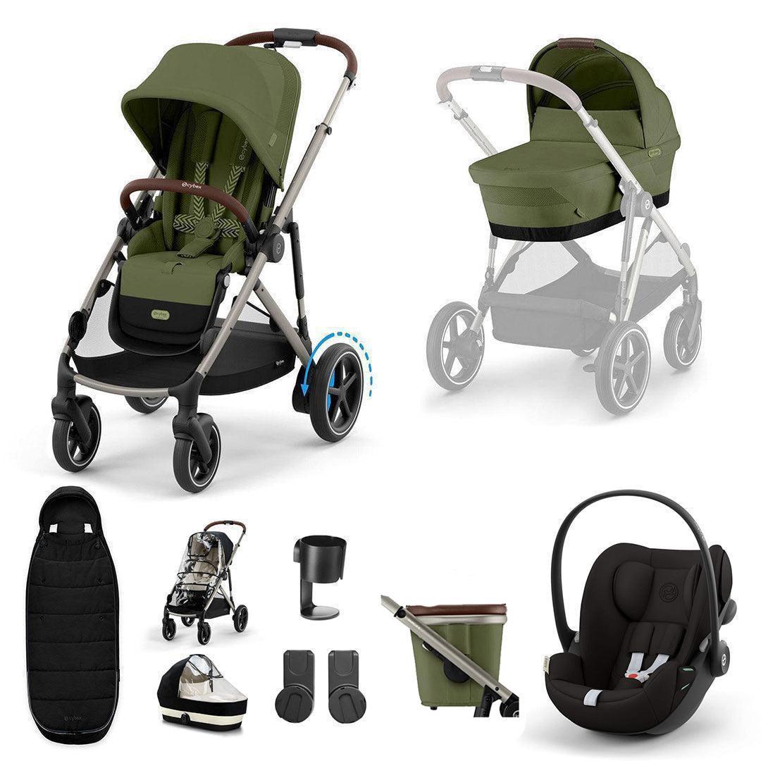 CYBEX e-Gazelle S + Cloud G Travel System-Travel Systems-Almond Beige-No Base | Natural Baby Shower