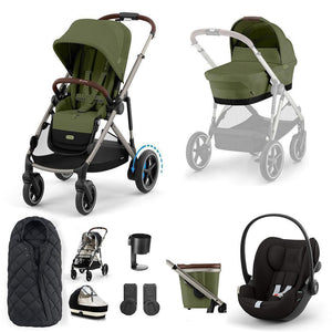 CYBEX e-Gazelle S + Cloud G Travel System-Travel Systems-Almond Beige-No Base | Natural Baby Shower