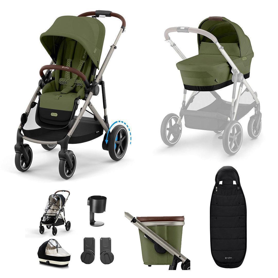 CYBEX e-Gazelle S Essential Pushchair Bundle-Stroller Bundles-Moon Black-No Footmuff | Natural Baby Shower