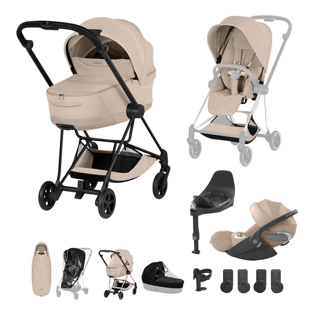 Cybex Mios Ultimate Accessory Bundle - Style Collection-Travel Systems-Cozy Beige-Matt Black | Natural Baby Shower