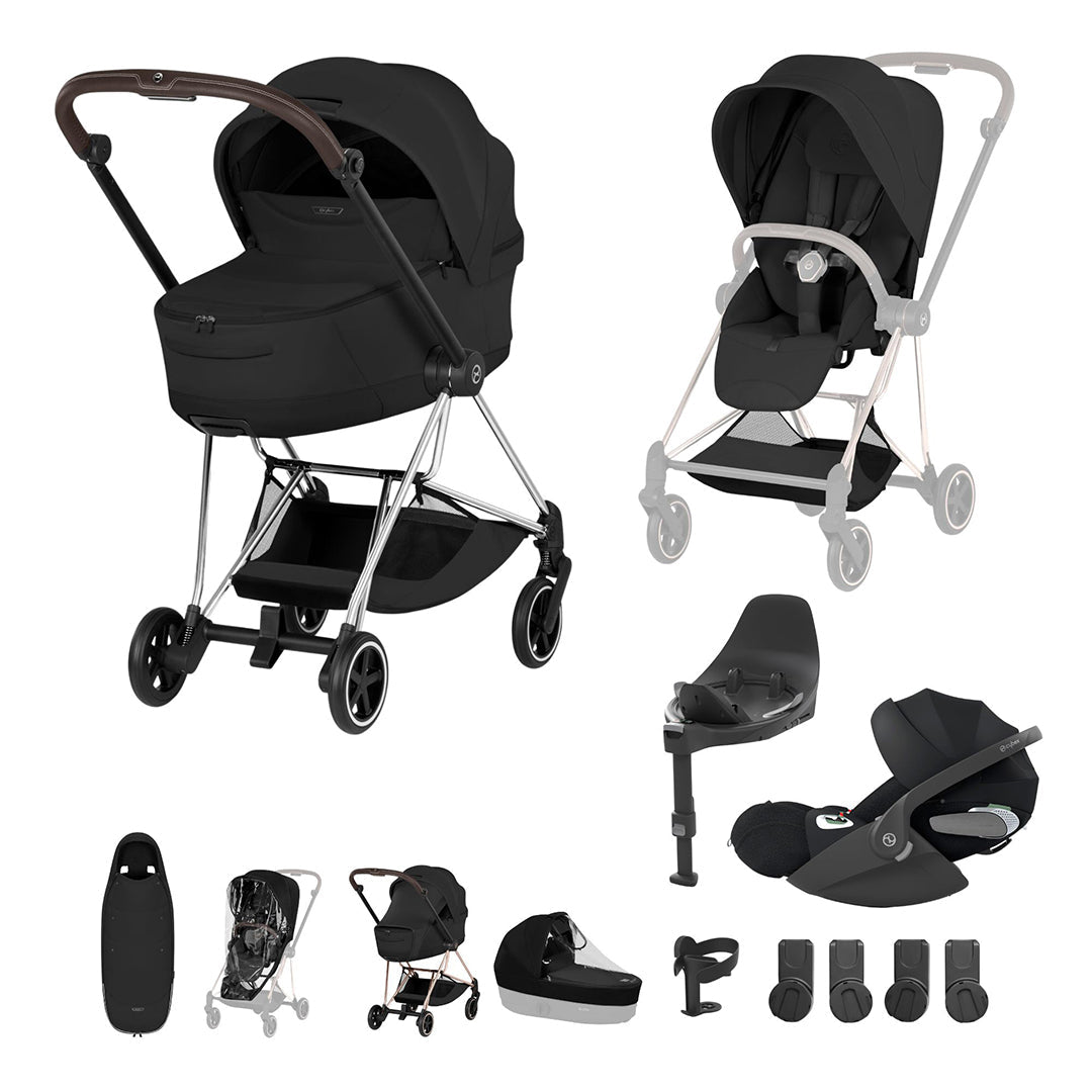 Cybex Mios Ultimate Accessory Bundle - Style Collection-Travel Systems-Sepia Black-Chrome Brown | Natural Baby Shower