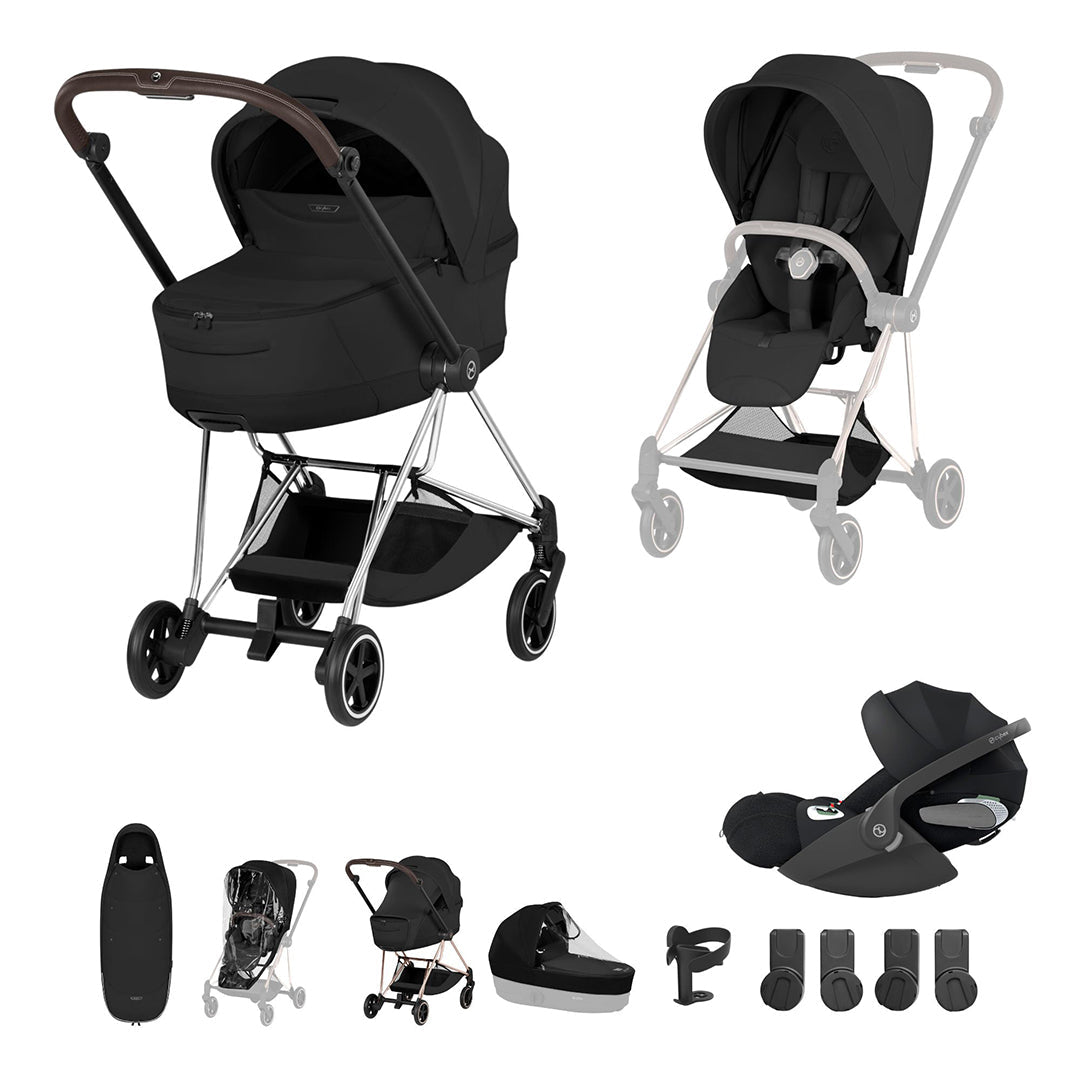 Cybex Mios Ultimate Accessory Bundle - Style Collection-Travel Systems-Sepia Black-Chrome Brown | Natural Baby Shower