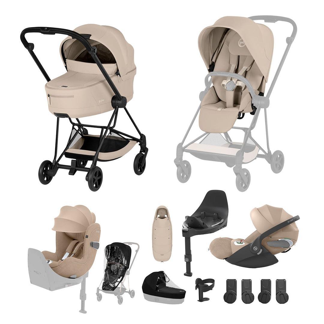 Cybex Mios Ultimate Birth & Beyond Bundle - Comfort Collection-Travel Systems-Cozy Beige-With Base | Natural Baby Shower