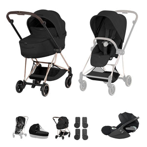 Cybex Mios Ultimate Bundle - Style Collection-Travel Systems-Sepia Black-Rose Gold | Natural Baby Shower