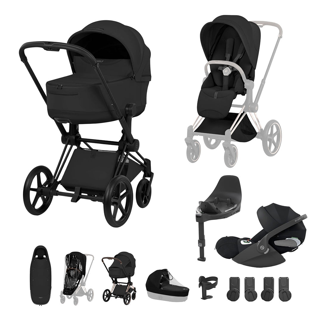 Cybex Priam Ultimate Accessory Bundle - Style Collection-Travel Systems-Sepia Black-Matt Black | Natural Baby Shower