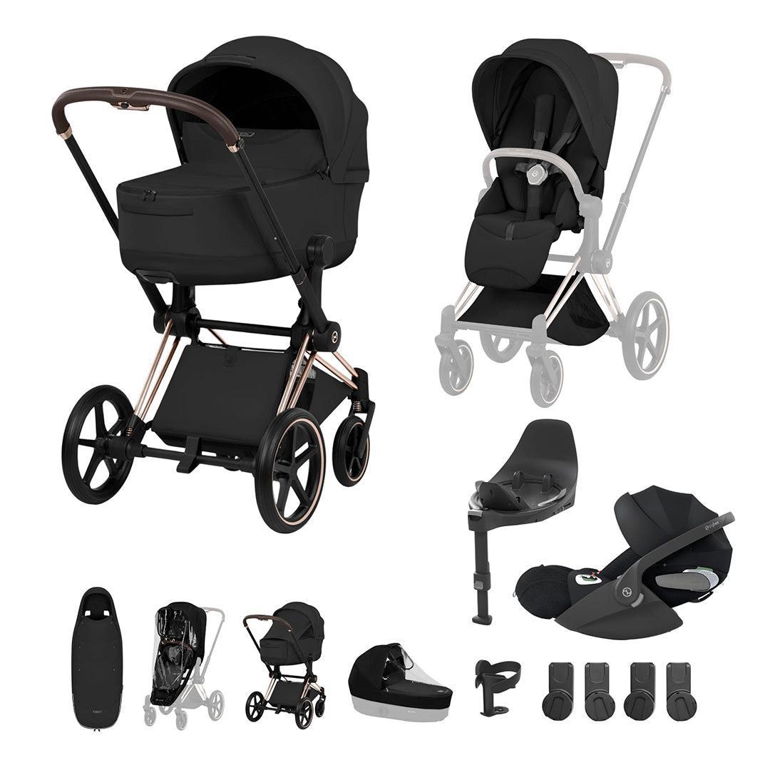 Cybex Priam Ultimate Accessory Bundle - Style Collection-Travel Systems-Sepia Black-Rose Gold | Natural Baby Shower
