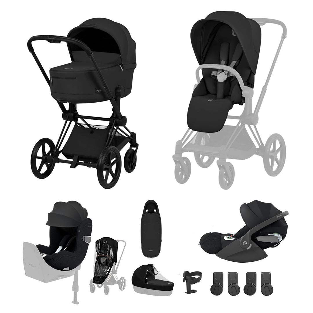 Cybex Priam Ultimate Birth & Beyond Bundle - Comfort Collection-Travel Systems-Sepia Black-Without Base | Natural Baby Shower