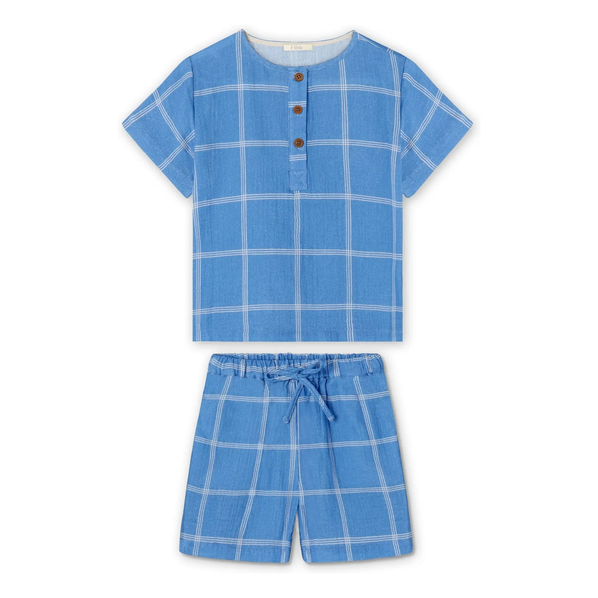 Fliink - Cha Cha Gingham Shorts and T-Shirt Set | Blue