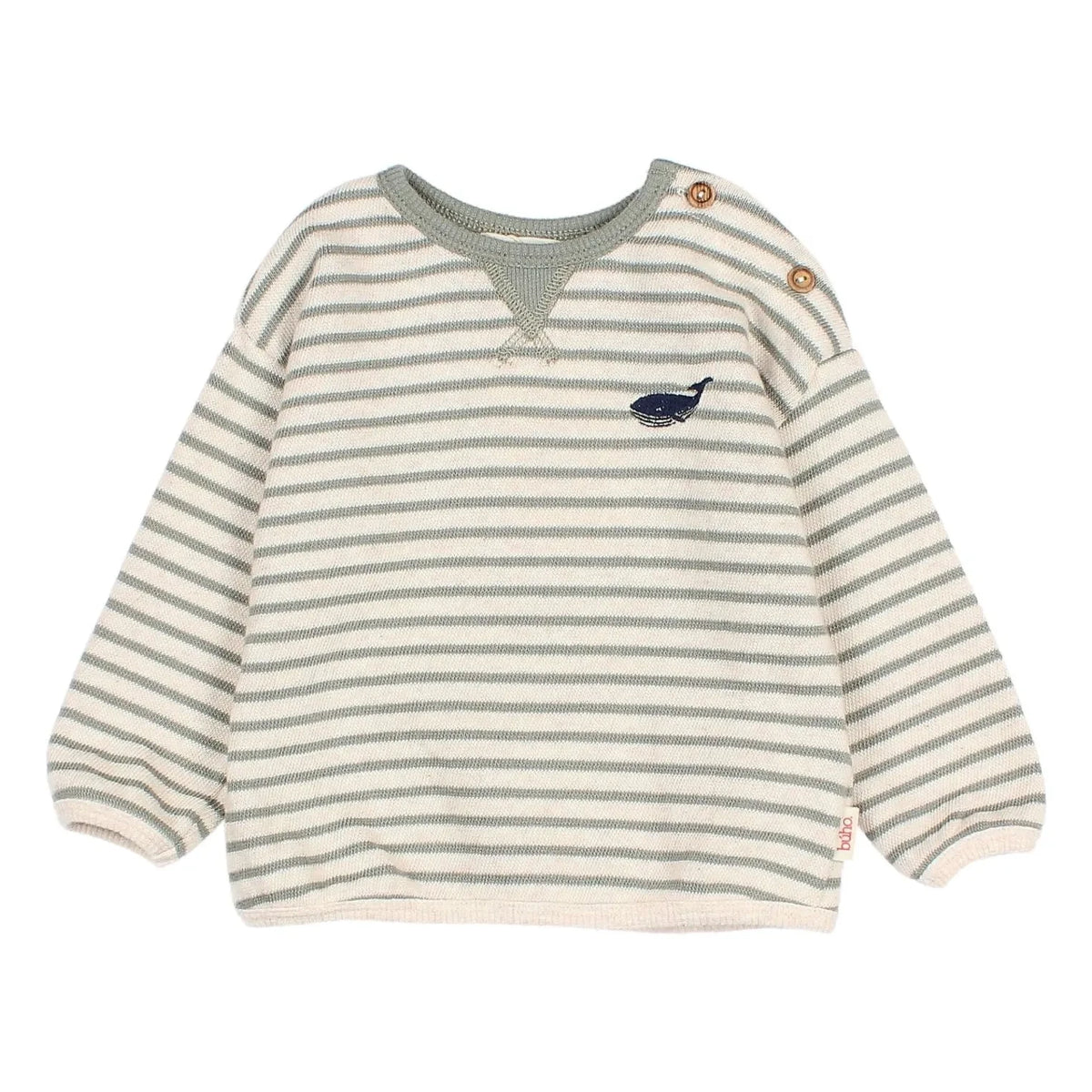 Búho - Striped Whale Sweater | Eucalyptus