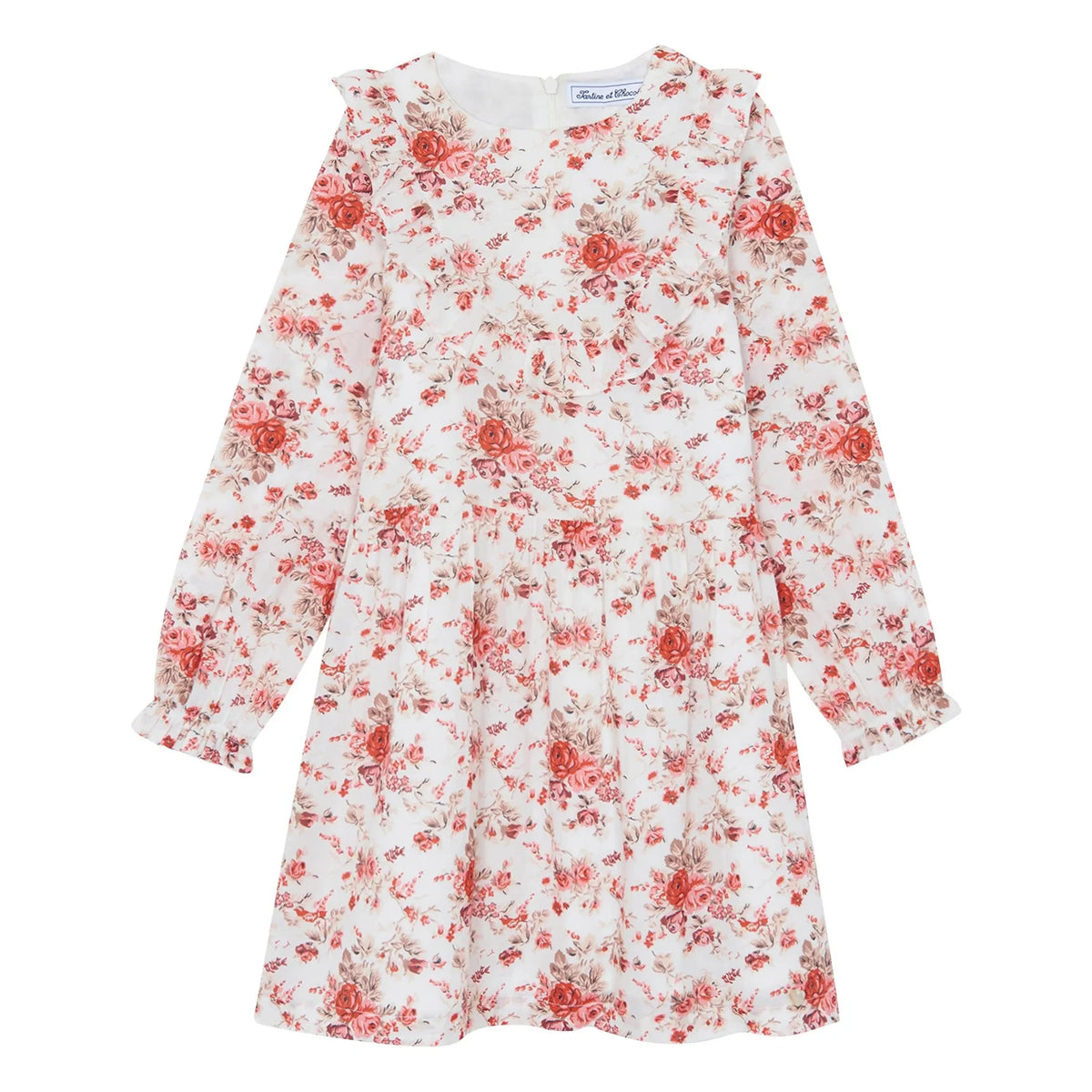 Tartine et Chocolat - Floral Ruffle Collar Dress | Pink