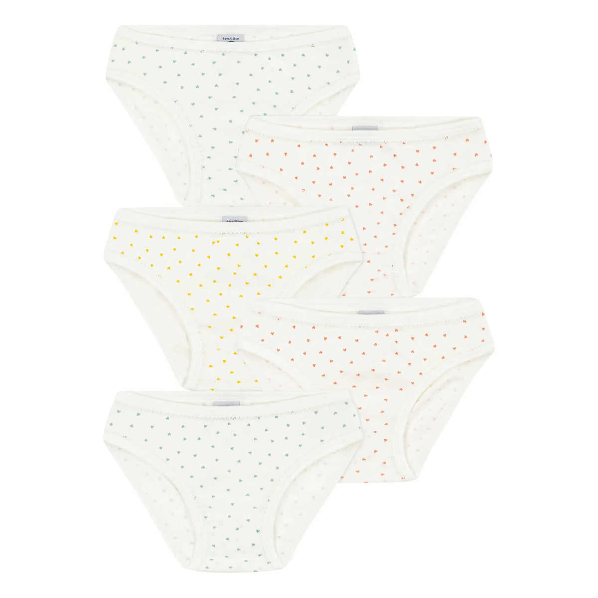 Petit Bateau - 5-Pack Mini Heart Underwear | Ecru