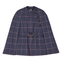 Maria de la Orden - Purple Clery Plaid Wool Cape