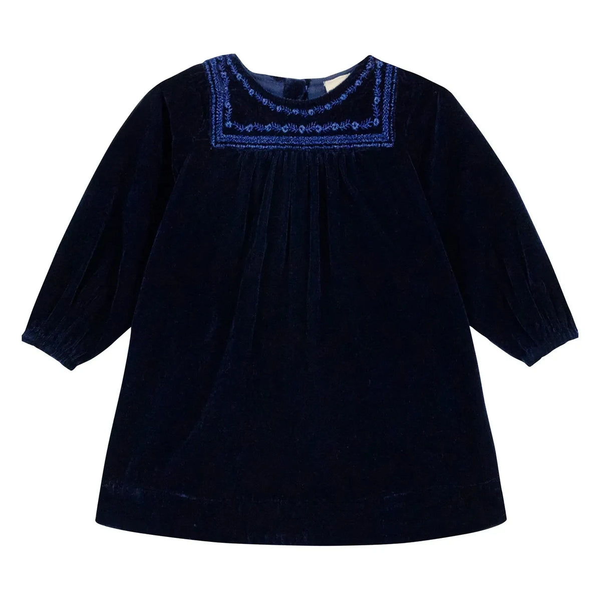 Bonton - Pimousse Velvet Embroidered Dress | Navy