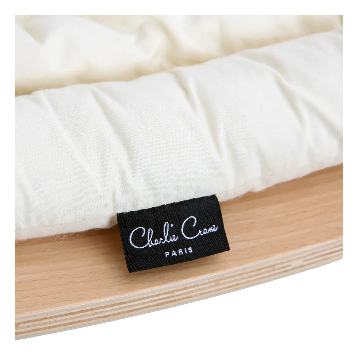 Charlie Crane - Levo Baby Rocker - Beech Wood and Ecru Organic Cotton Cushion | Ecru