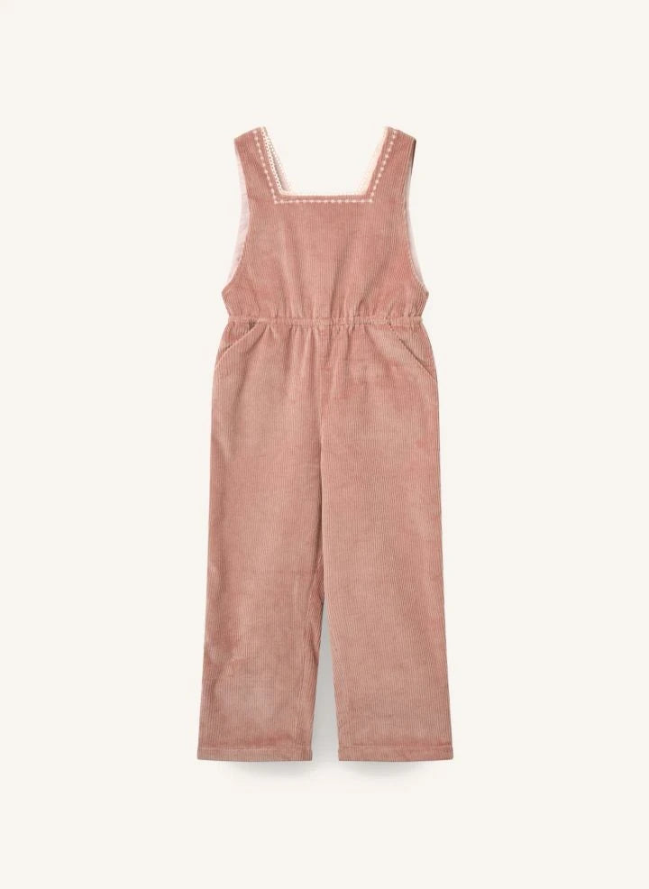 Copenhagen Colors - Organic Cotton Ribbed Velvet Embroidered Jumpsuit | Dusty Pink