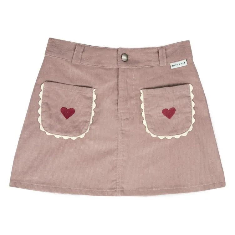 Mipounet - Géraldine Velvet Heart Skirt | Light Pink