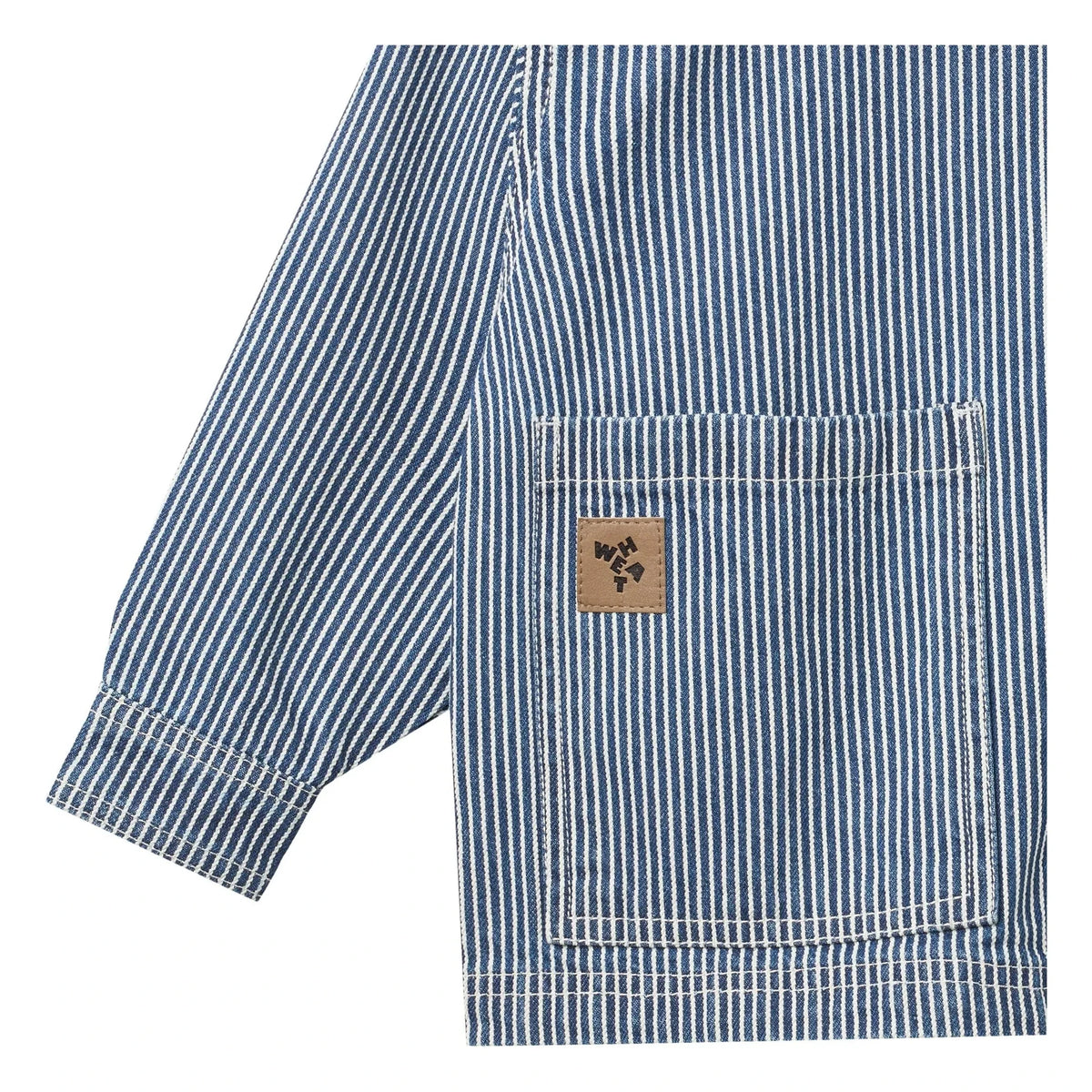 Wheat - Cole Denim Striped Organic Cotton Jacket | Blue