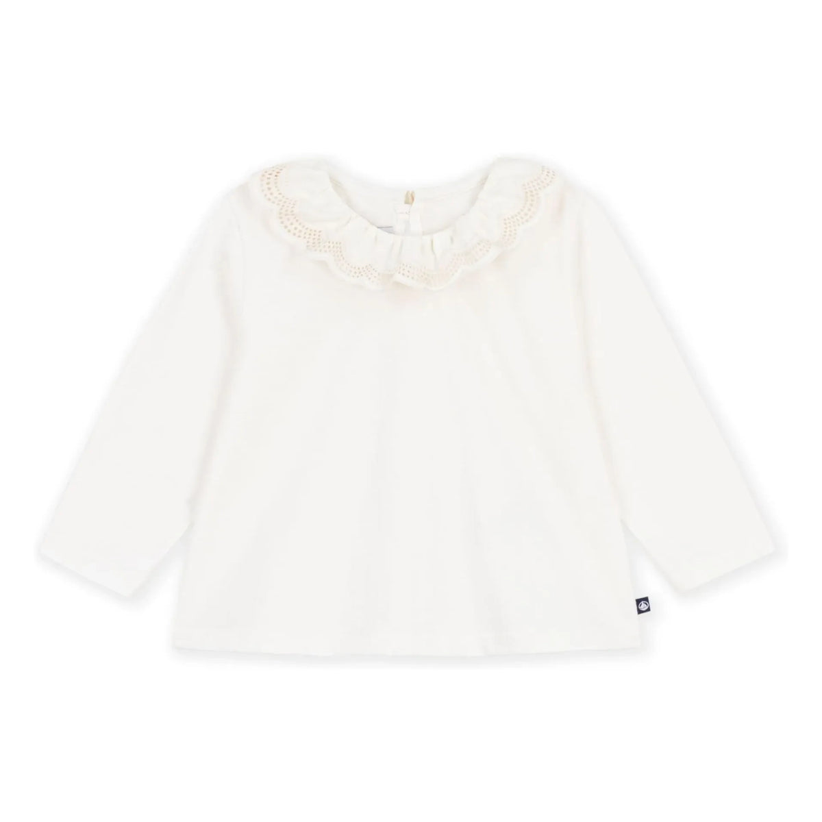 Petit Bateau - Organic Cotton Ruffled Collar T-shirt | White