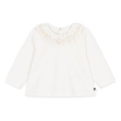 Petit Bateau - Organic Cotton Ruffled Collar T-shirt | White