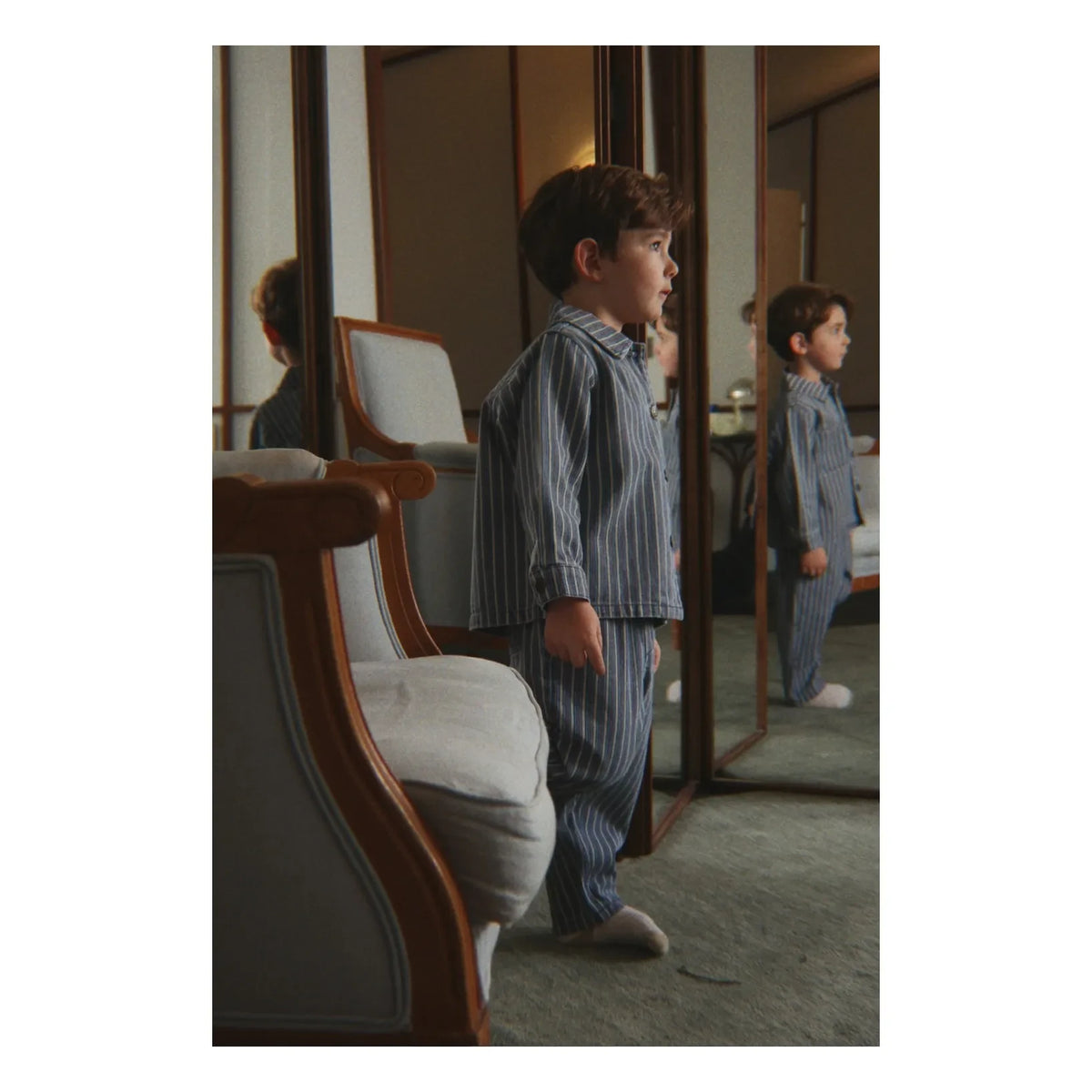 Konges Sløjd - Organic Cotton Striped Denim Pants | Blue
