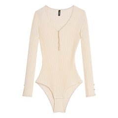 Icon - Claudia Organic Cotton Ribbed Bodysuit | Ecru