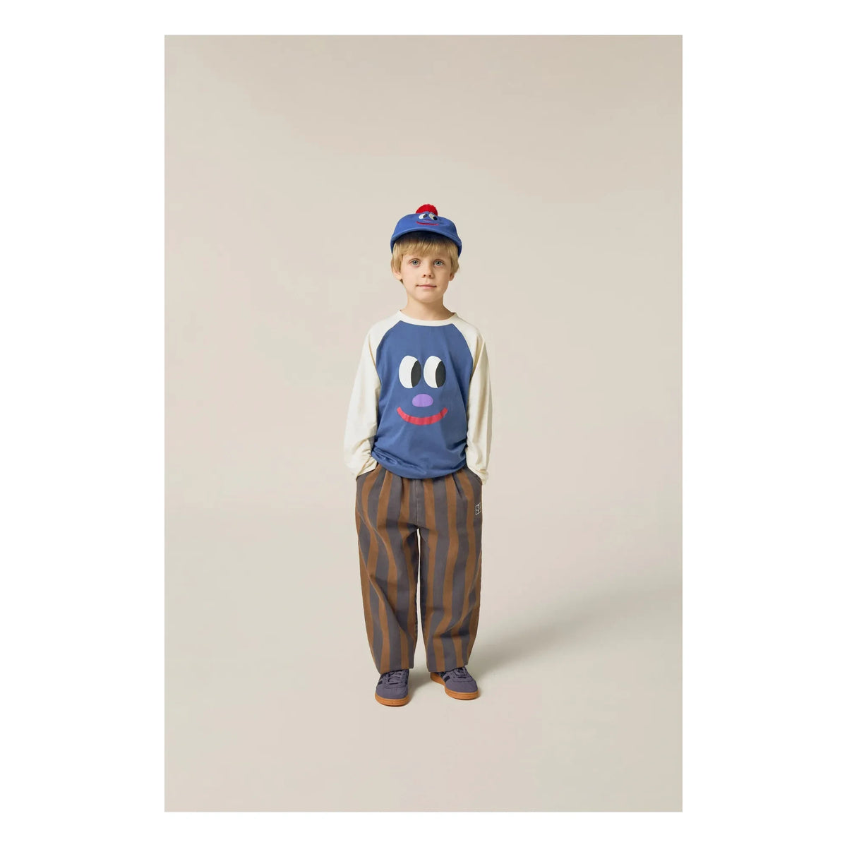 The Campamento - Colour Block Smiley T-Shirt | Blue