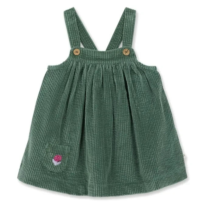 Arsène et Les Pipelettes - Organic Cotton Ribbed Velvet Dress | Green