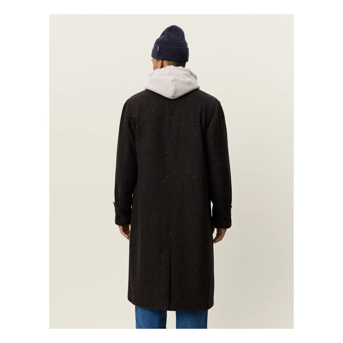 Les Deux - Herringbone Wool Coat | Dark Brown