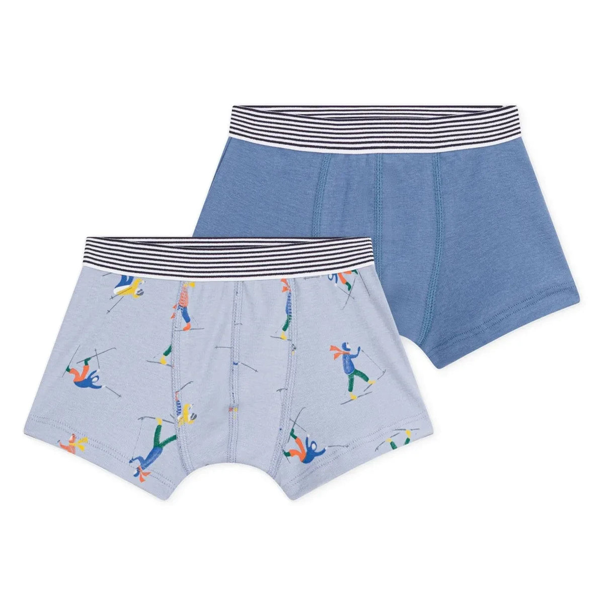 Petit Bateau - Set of 2 Organic Cotton Ski Boxers | Blue