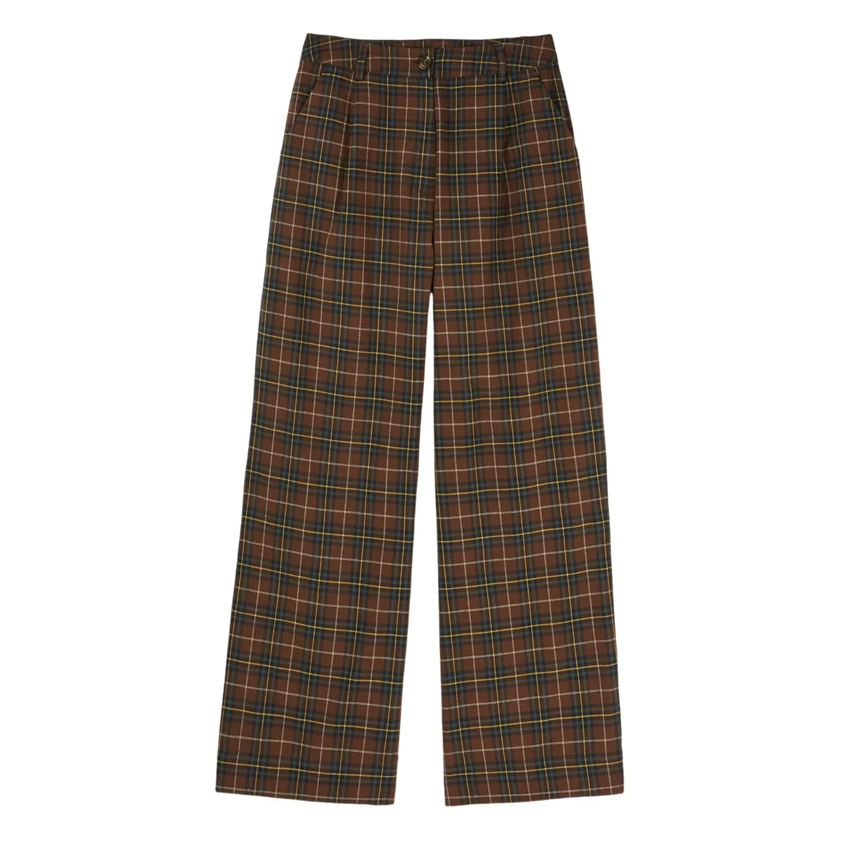 Emile et Ida - Ecome Checked Flannel Trousers | Khaki