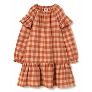 Cozmo - Malta Checked Dress | Brick Red