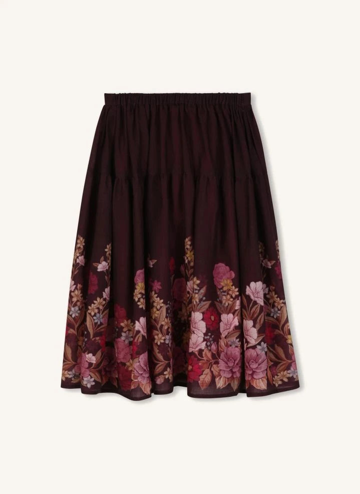 Chloé - Fleurie Wool-Gauze Skirt | Plum