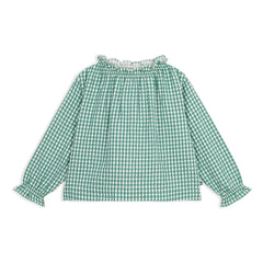 Petit Bateau - Wide Vichy Blouse %100 Organic Cotton | Green
