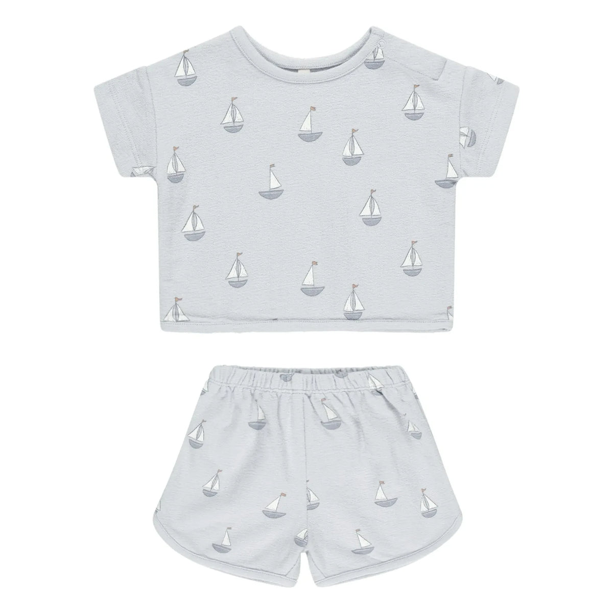 Quincy Mae - Sailboat T-Shirt and Shorts Set | Gray Blue