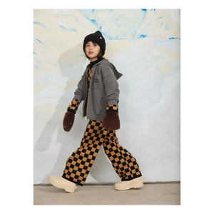 Mini Rodini - Organic Cotton Mesh Damier Trousers | Brown