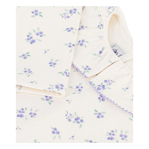 Petit Bateau - Floral Ruffled Collar T-Shirt | Ecru