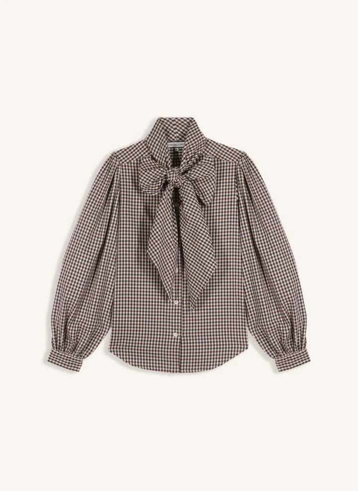 Maria de la Orden - Fairy Tale Gingham Cotton Blouse | Brown