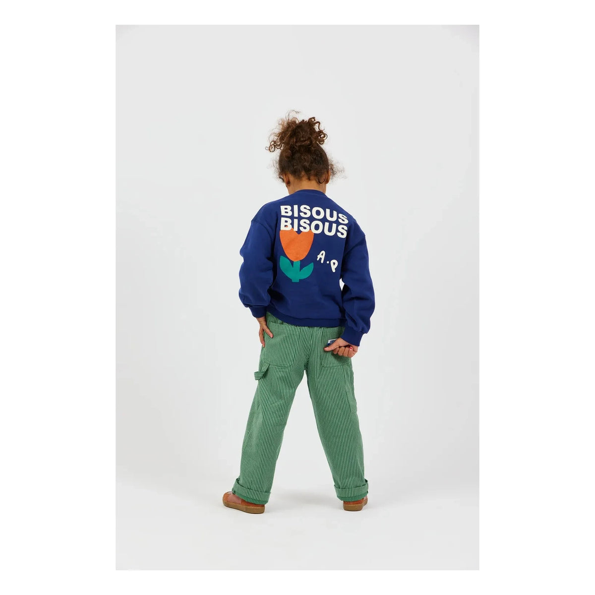 Arsène et Les Pipelettes - Bisous Bisous Organic Cotton Sweatshirt | Navy
