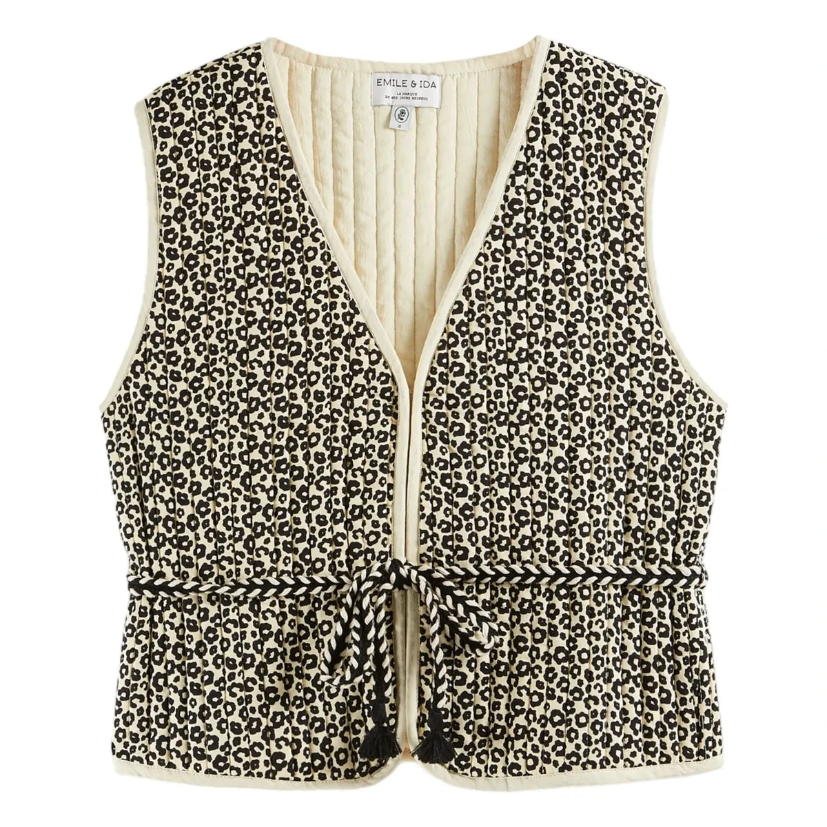 Emile et Ida - Bennet Leopard Sleeveless Vest | Black