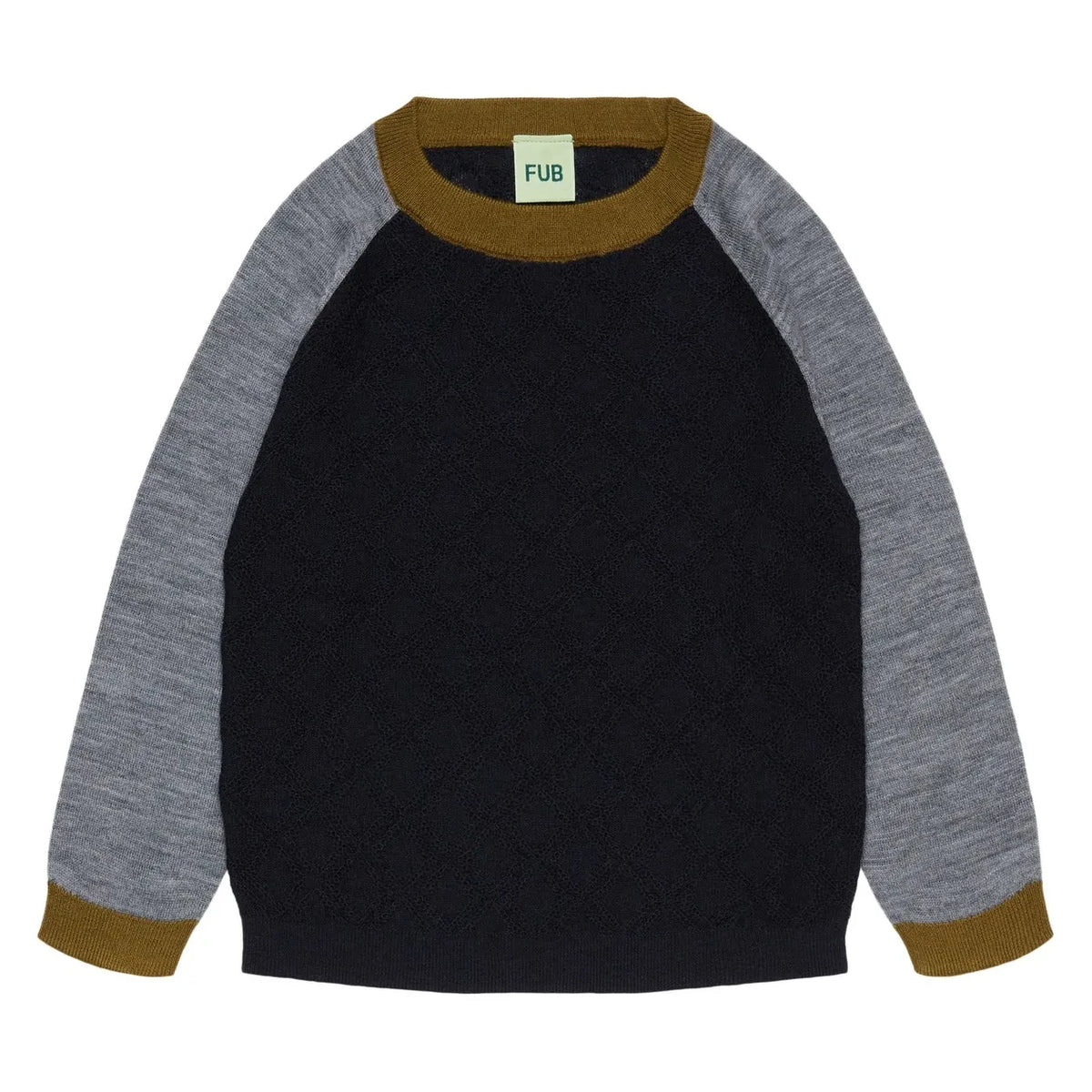 FUB - Color Block Fine Knit Merino Wool Sweater | Navy