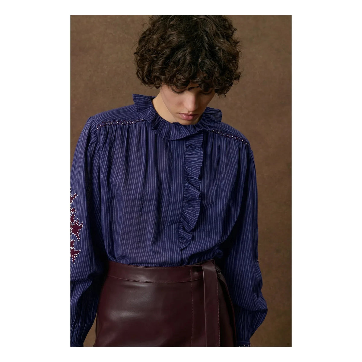 Louise Misha - Cora Cotton Blouse | Navy
