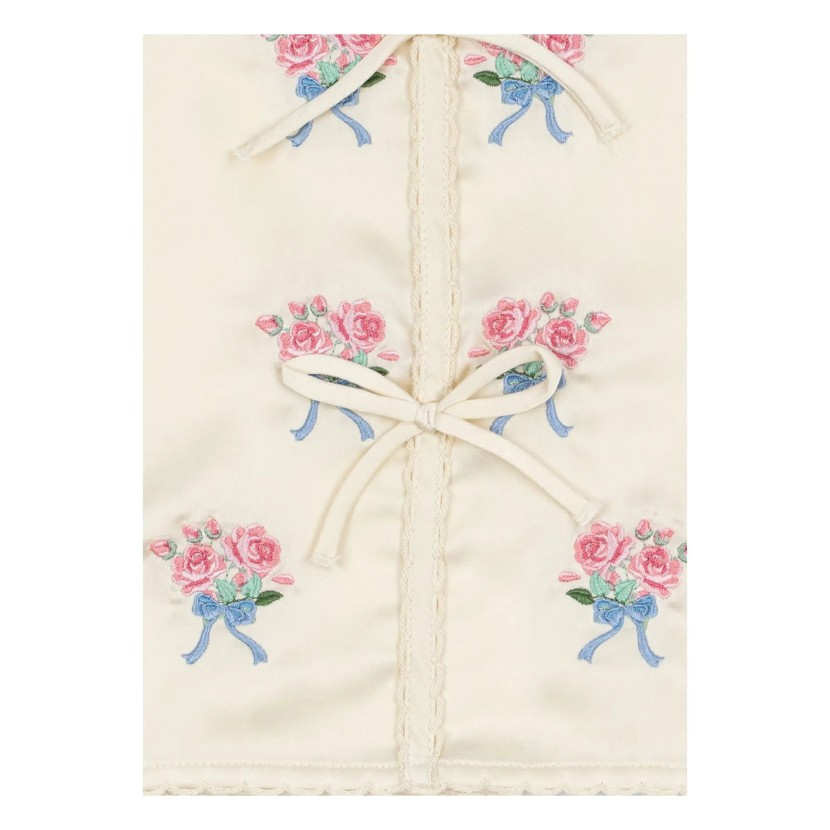 Konges Sløjd - Shimmer Embroidered Tie Blouse | Ecru