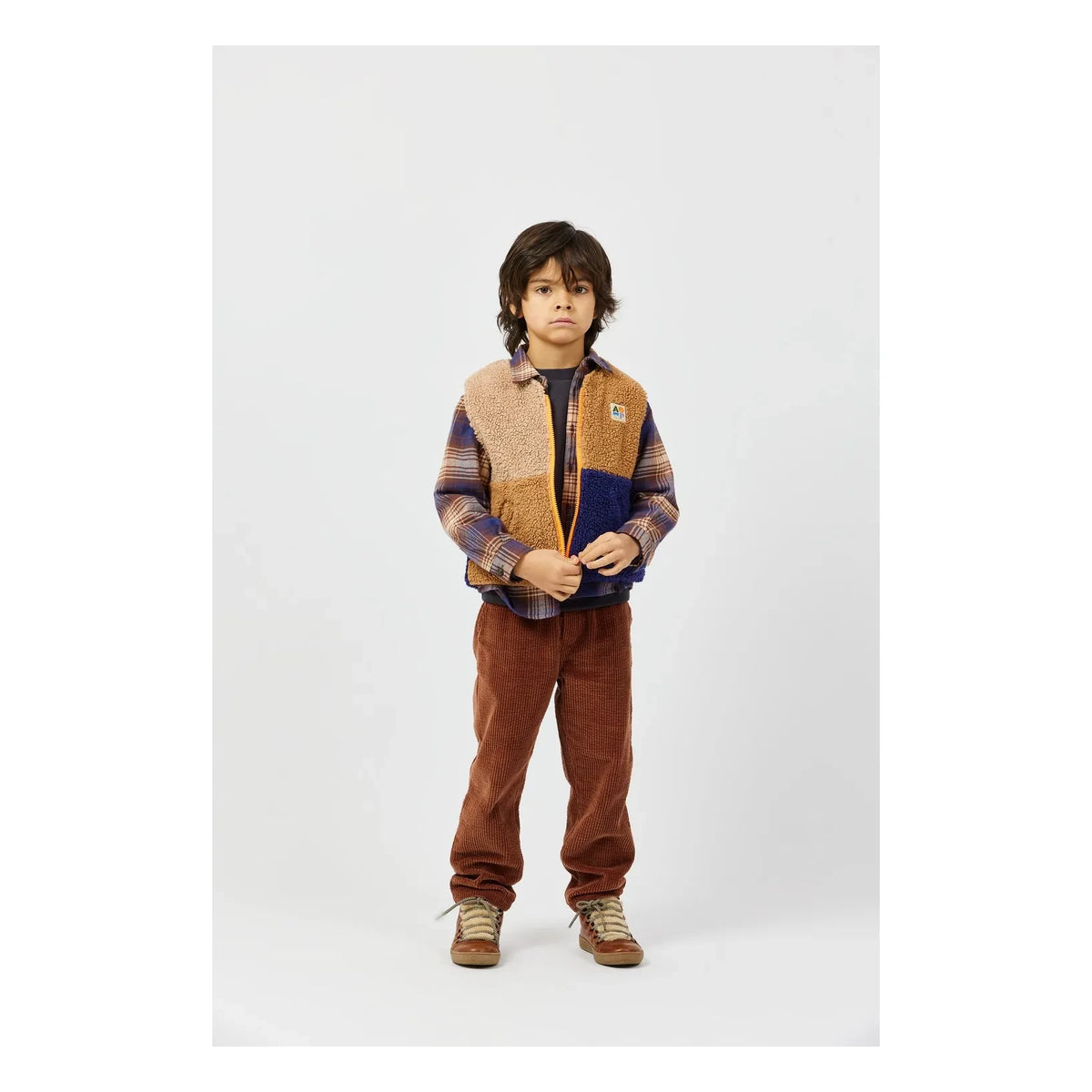 Arsène et Les Pipelettes - Reversible Sleeveless Sherpa Style Organic Cotton Vest | Camel