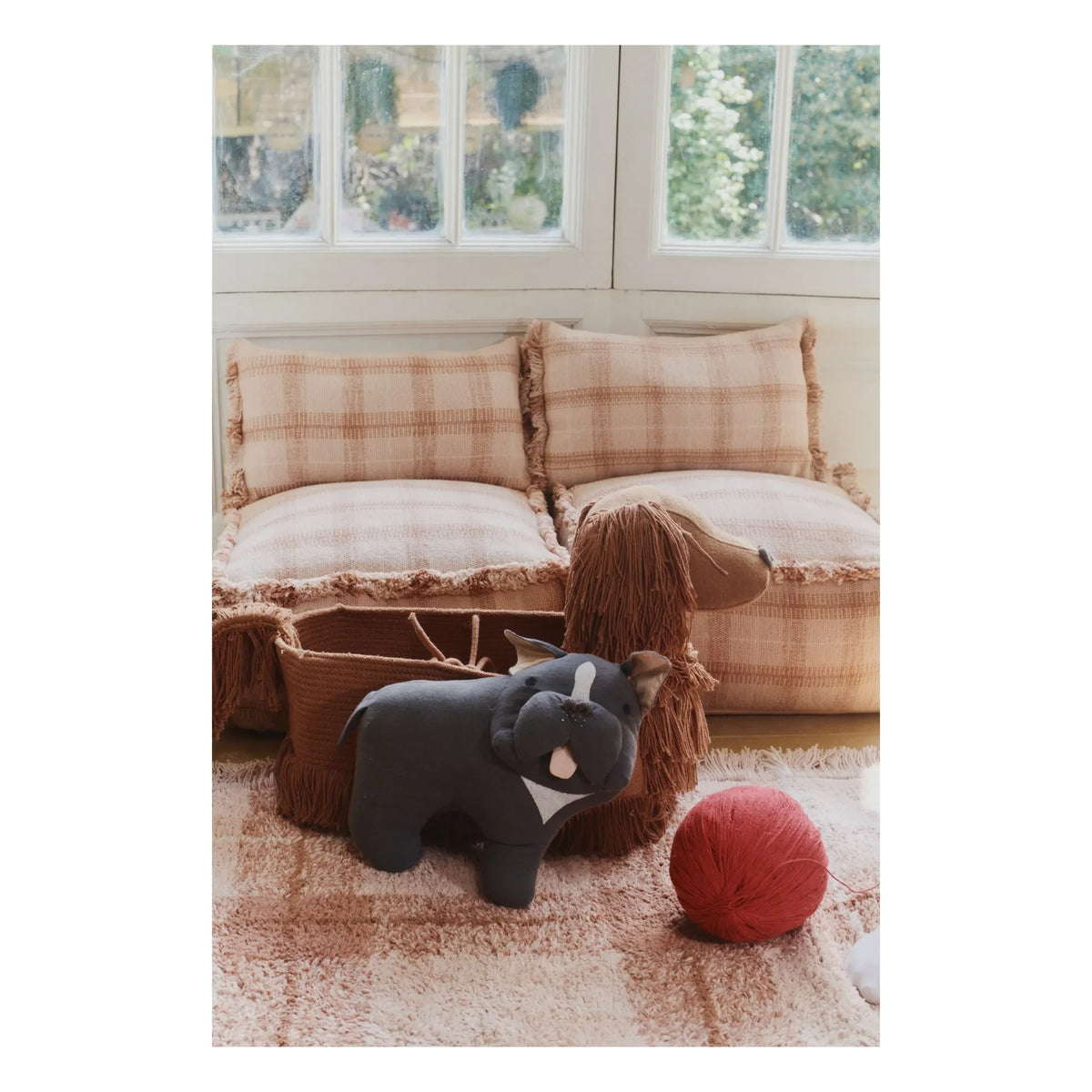 Lorena Canals - Tartan Pouf | Dust Pink